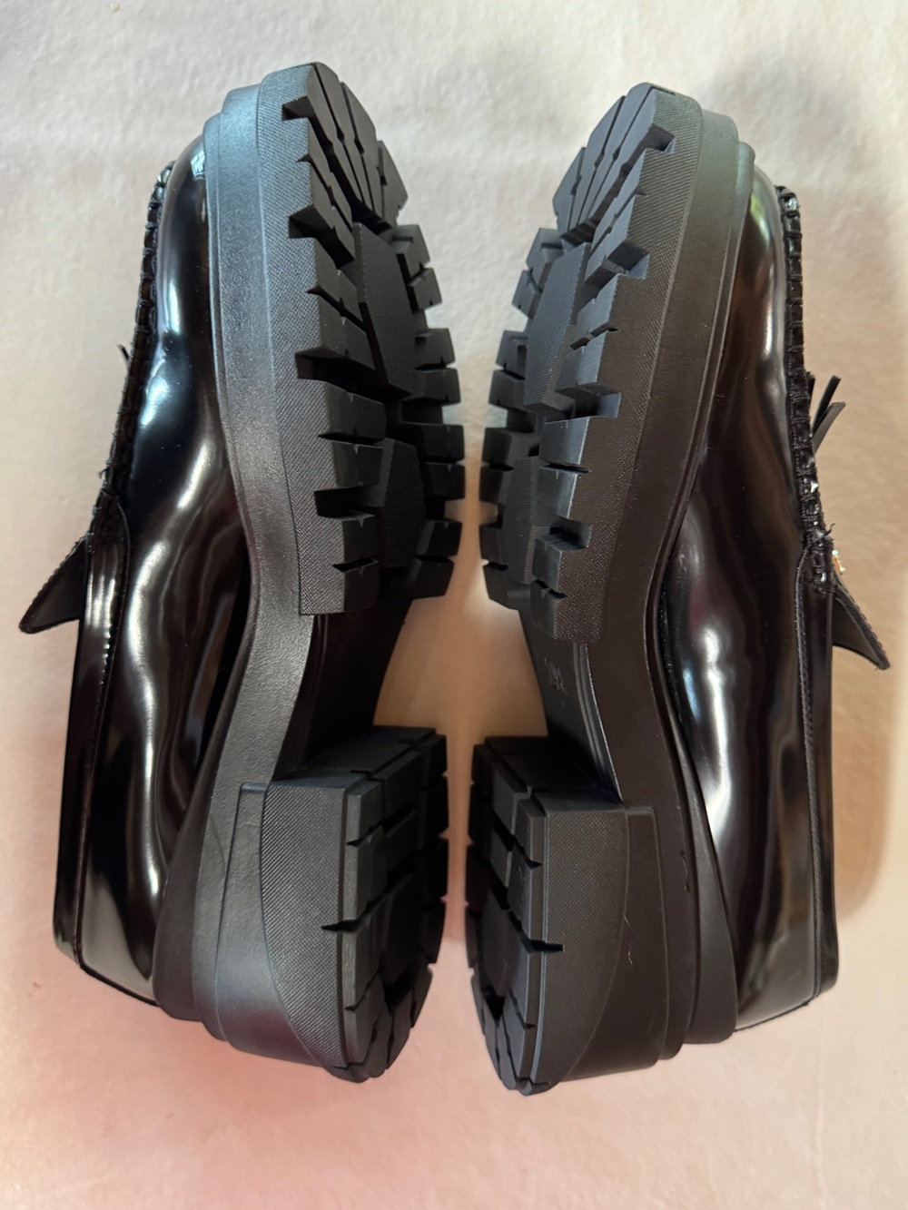 Zara Black Patent Leather Tassel Track Sole Chunky
Platform Loafers (38/7.5) - Picture 7 of 17
